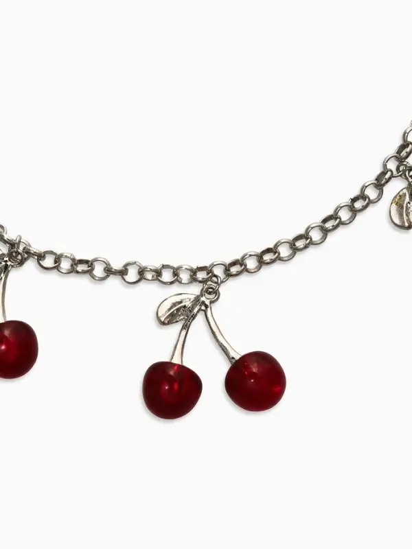 Цепь с подвесками Цепь с подвесками "Вишня", 40+удл, цвет красный в серебре