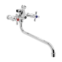 Смеситель для ванны ZEIN Z0155, кран-букса 1/2", душевая лейка и шланг, хром