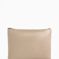 Косметичка на молнии, плоская, средний размер, однотонная, бежевая