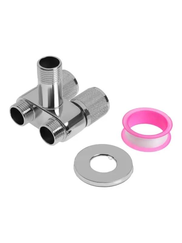 Кран двойной ZEIN engr, 1/2" &times; 1/2", два вентиля, кран-букса керамика, нерж. сталь, хром