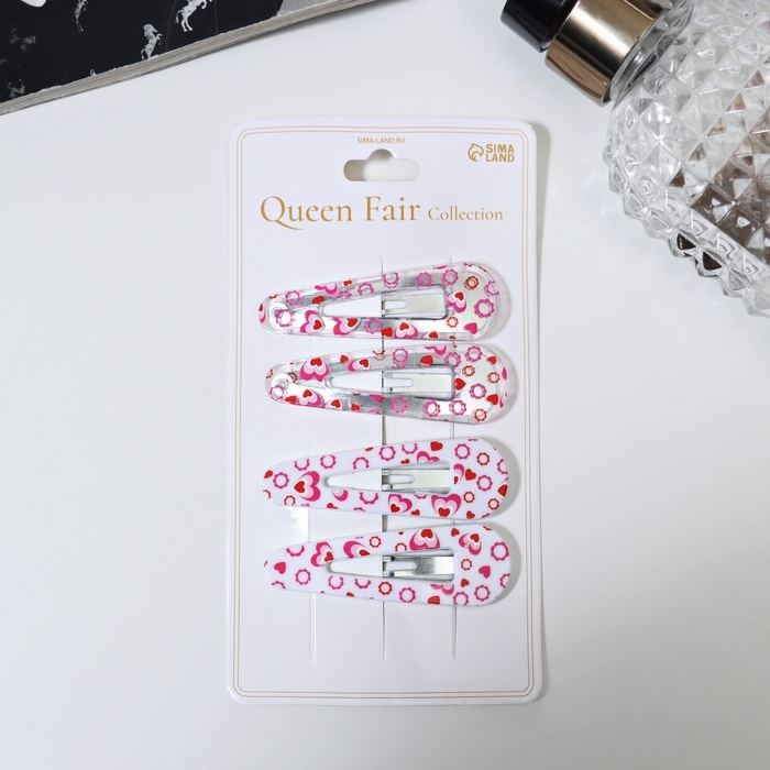 Невидимка для волос  Невидимка для волос "Глория" (набор 4 шт) любовь, 5 см