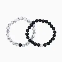 Набор браслетов 2 шт. шар №8 &laquo;Агат&raquo;, чёрно-белый