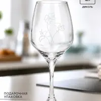 Бокал для вина &laquo;Цветы&raquo;, 350 мл