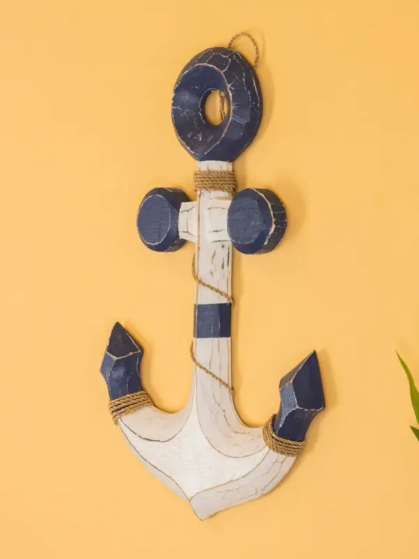 Декор интерьерный "Якорь" дерево 23х2х40 см, цв. бело-синий