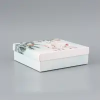 Коробка подарочная &laquo;Зайчики&raquo;, новогодняя, с крышкой, 20&times;20&times;6 см, белая