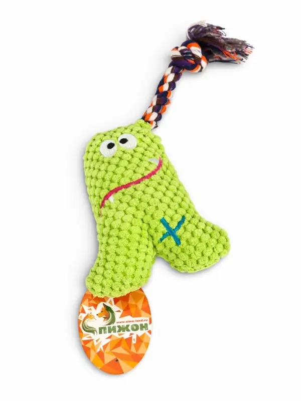 Мягкая игрушка для собак &laquo;Монстрик с канатом&raquo;, 23 см, с пищалкой, зелёная
