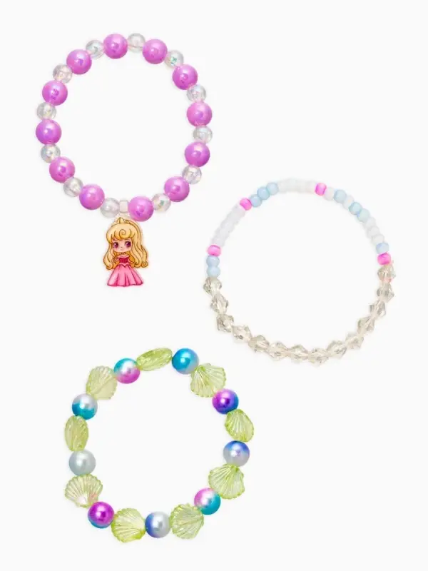 Браслет детский «Выбражулька», 3 шт. набор, принцесса, бусины, цветной Браслет детский «Выбражулька», 3 шт. набор, принцесса, бусины, цветной