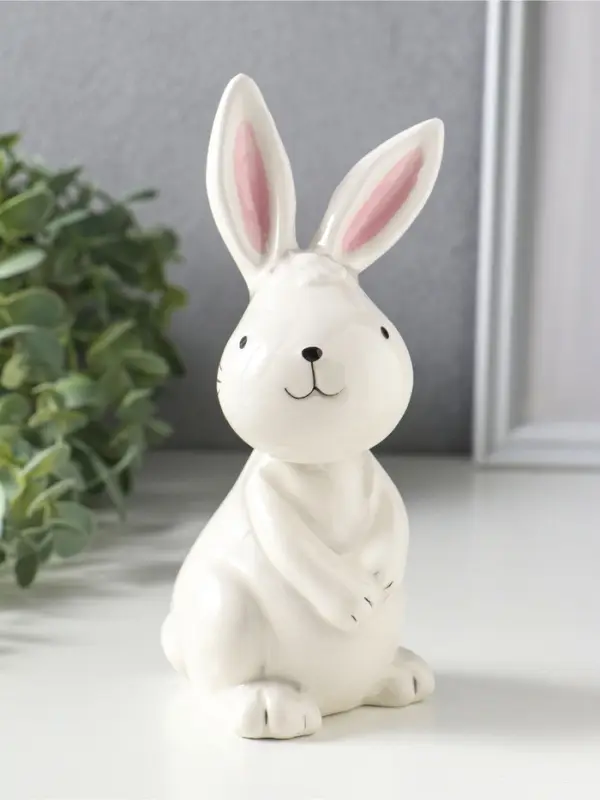 Сувенир керамика "Серый зайчик" 8,9х7,7х17,2 см