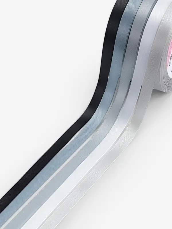 Атласная лента, набор 5 шт., 10 мм, 23&plusmn;1 м, серая, чёрная