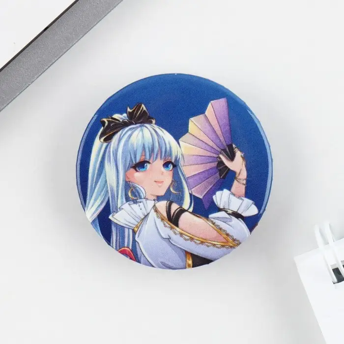 Значок закатной аниме «Девушка с веером», d = 3,8 см Значок закатной аниме «Девушка с веером», d = 3,8 см