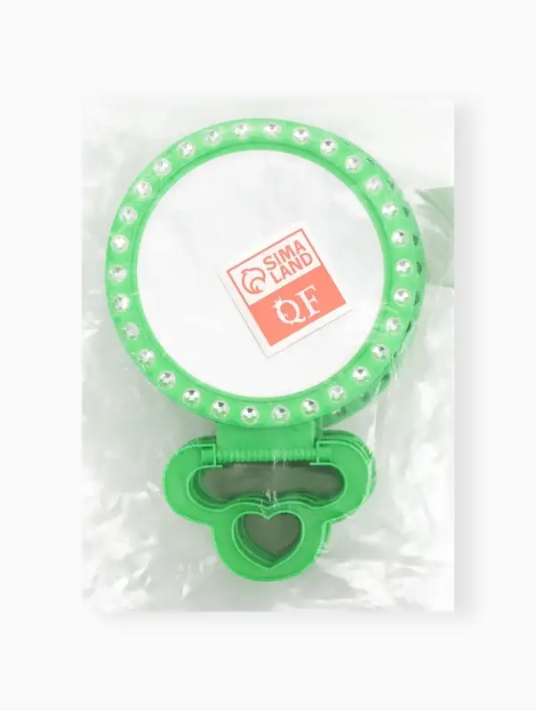 Зеркало настольное, настенное, круглое, 15&times;22 см, (d=12 см), зелёное