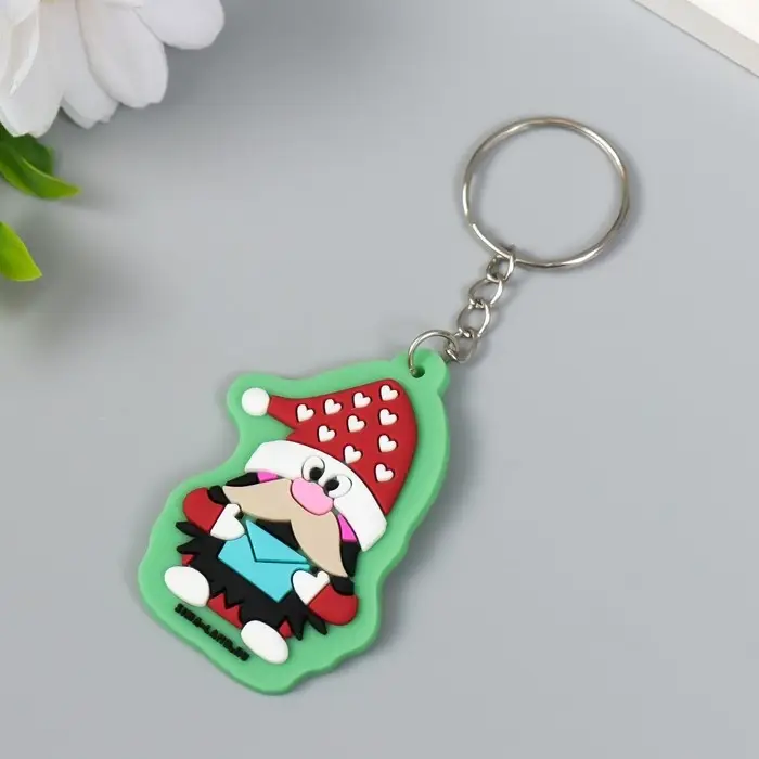 Брелок резина Брелок резина "Гном в новогоднем колпаке с сердечками, с письмом" 5,5х4 см