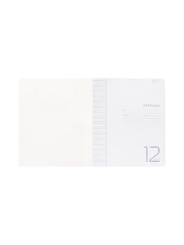Тетрадь 12 листов в косую линию Hatber БЕЛАЯ, пластиковая обложка, скруглённые углы, блок офсет 60-65 г/м&sup2;