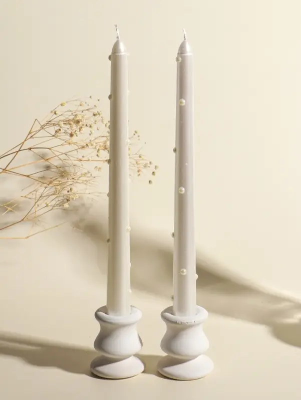 Набор свечей античных, 2,3х25 см, 2 шт Набор свечей античных, 2,3х25 см, 2 шт "Белый жемчуг" 7,6х28х2,3 см