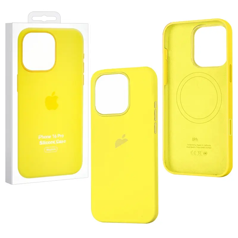 Чехол iPh 16 Pro Silicon Case 100% ORG (MagSafe + анимация NFC Clear) c LOGO Warm Yellow