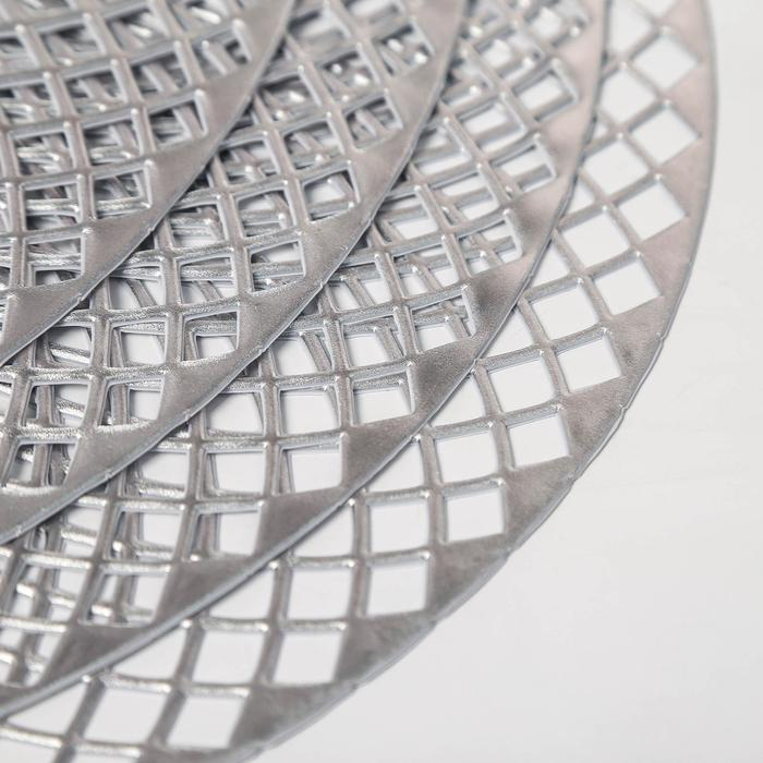 Салфетки сервировочные на стол Доляна «Вира», 4 шт, d=38 см, цвет серебряный Салфетки сервировочные на стол Доляна «Вира», 4 шт, d=38 см, цвет серебряный