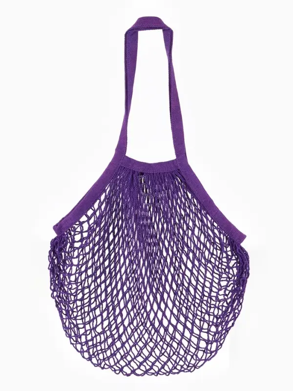 Сумка - авоська плетёная, ручка 17 см, клетка 1.5 см, фиолетовая