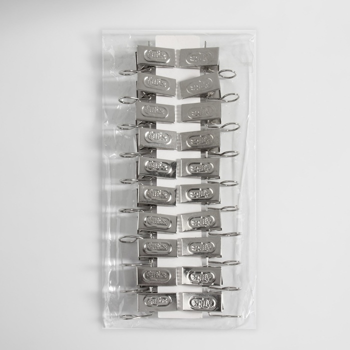 Зажим для штор, 32 × 11 мм, 20 шт, цвет серебряный Зажим для штор, 32 × 11 мм, 20 шт, цвет серебряный