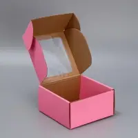 Коробка подарочная сборная с окном, упаковка, &laquo;Розовый&raquo;, 16 х 8 х 16 см