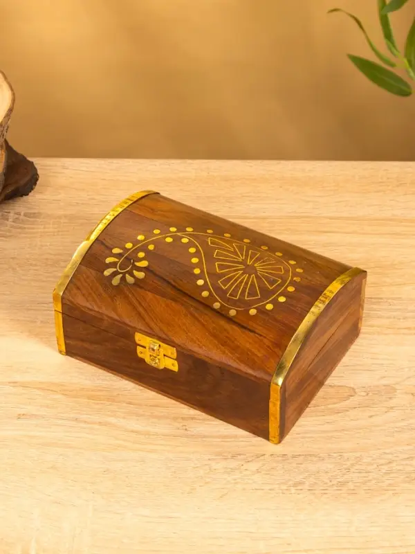 Шкатулка  Шкатулка "Глу" 18х12,8х8 см, дерево шишам, латунь