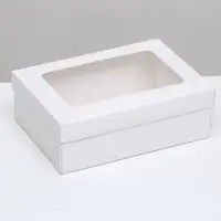 Коробка подарочная складная, упаковка, крышка - дно, с окном, белая, 24&times;17&times;8 см