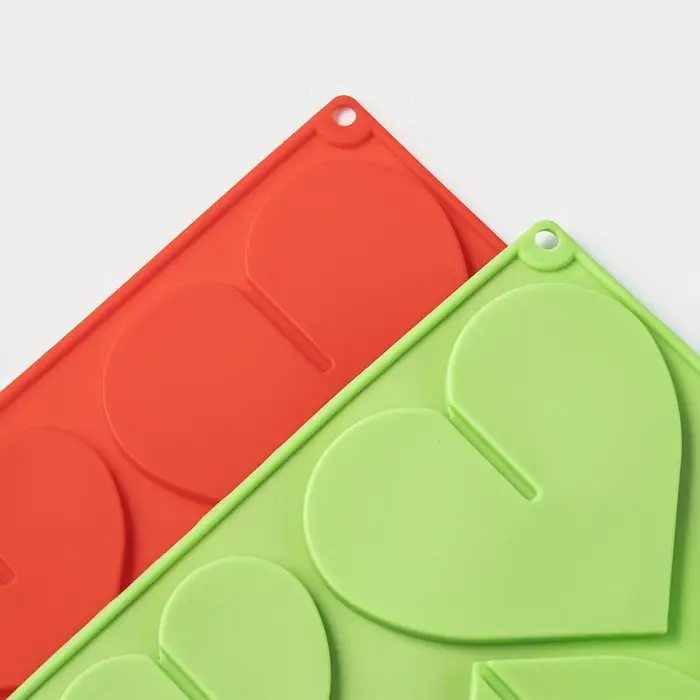 Форма для шоколада 3D Доляна &laquo;Сердце&raquo;, силикон, 17&times;29 см, 6 ячеек (8.5&times;6.2 см), МИКС