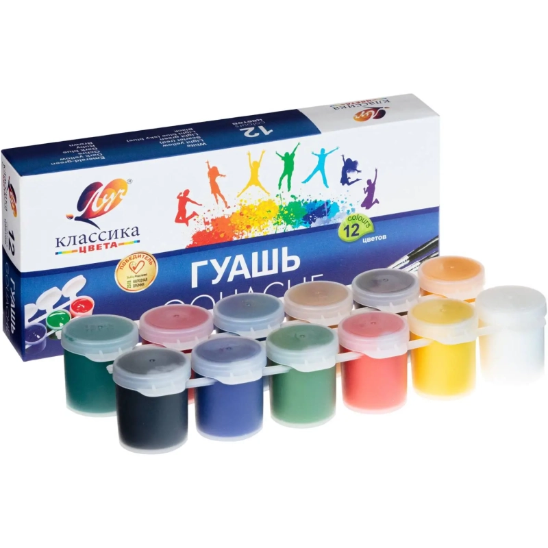 Гуашь Классика Луч 12 цв., 320 г,&nbsp; блок-тара, 21С 1376-08