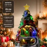 Светодиодная фигура &laquo;Поезд и оленёнок&raquo; 26&times;14&times;14 см, музыка, свечение мульти