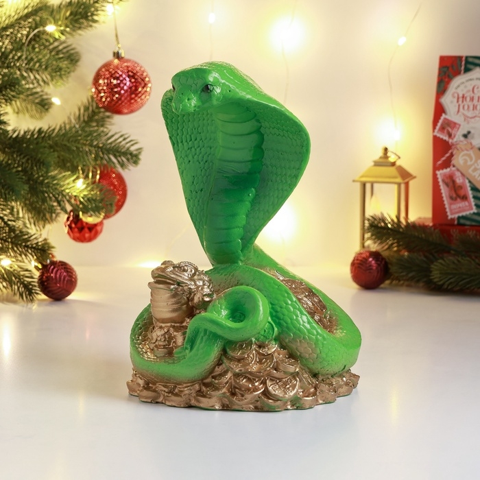 Фигура Фигура "Кобра на деньгах с жабой" 25х18см, зеленая