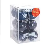 Ёлочные игрушки &laquo;Зимняя музыка&raquo;, шары новогодние, набор d=6 см, 12 шт., узор, синий