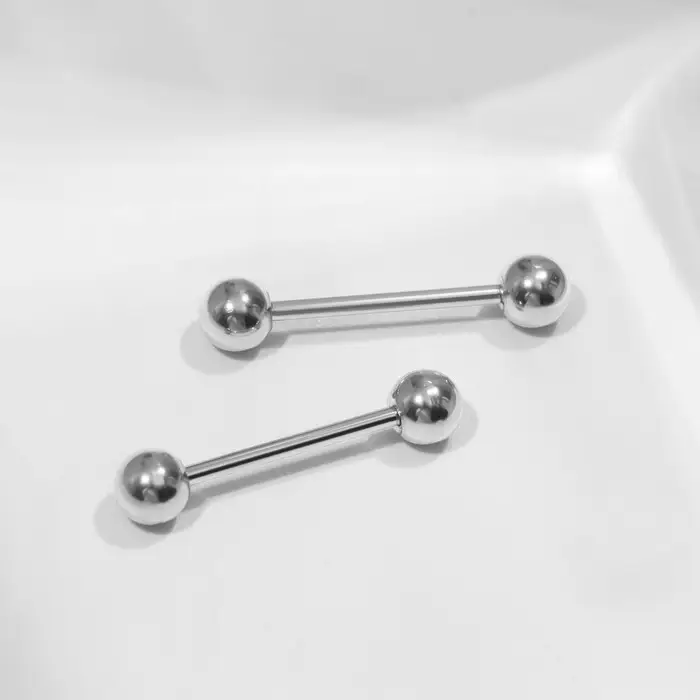 Пирсинг в язык «Штанга», L=2, d=0.4 см, пара, цвет серебро Пирсинг в язык «Штанга», L=2, d=0.4 см, пара, цвет серебро