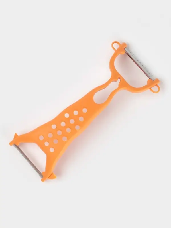 Овощечистка Доляна &laquo;Горох&raquo;, двухсторонняя, 16 см, оранжевая