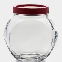 Банка для хранения сыпучих продуктов Paşabah&ccedil;e Bella, 1.5 л, стекло, с красной крышкой, прозрачная