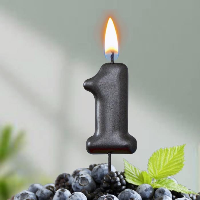 Свеча в торт "Мокрый асфальт", цифра 1
