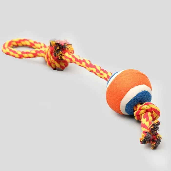 Игрушка тренировочная канатная, до 125 г, до 45 см, с мячом, цвет МИКС