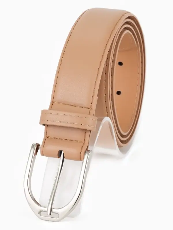 Ремень жен, 06-01-02-01, 3,5*0,3*110 см, без винта, пряжка серебро, 1 прокол, бежевый
