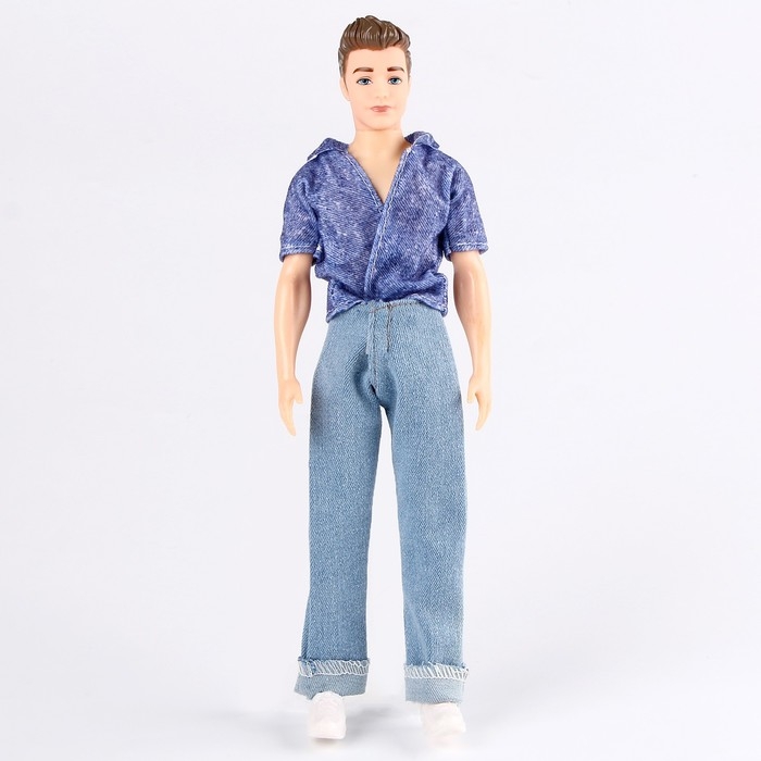 Джинсы для кукол мужчин, длина — 18 см, цвет голубой