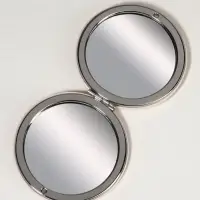 Зеркало складное CUTIE, d=7 см, с увеличением х2, искусственная кожа, бежевое
