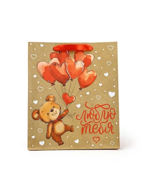 Пакет подарочный крафтовый «Люблю», ML 23 х 11.5 х 27 см