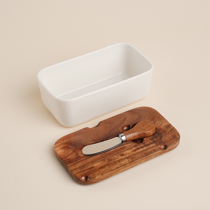Паштетница фарфоровая с ножом SL Home «Южная акация», 2 предмета: паштетница с деревянной крышкой 650 мл, нож 12,3×3 см Паштетница фарфоровая с ножом SL Home «Южная акация», 2 предмета: паштетница с деревянной крышкой 650 мл, нож 12,3×3 см