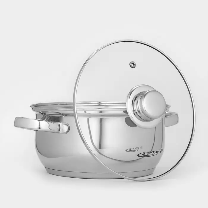Кастрюля Катунь &laquo;Гретта&raquo;, 3.2 л, d=20 см, с крышкой, капсульное дно, индукция, нержавеющая сталь, AISI - 201, хромированная