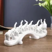 Фигурка керамика &laquo;Семь слонов на волне&raquo;, белые, 13&times;33.7&times;7.5 см