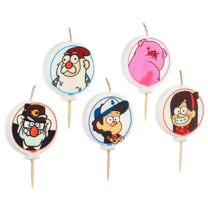 Свеча для торта Свеча для торта "С Днем Рождения!", 5 штук, Гравити Фолз