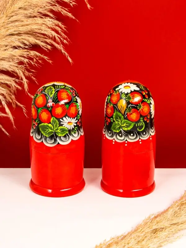 Матрёшка деревянная &laquo;Ягодка&raquo;, чёрный платок, 7-кукольная, 22 см, МИКС