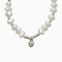 Браслет жемчуг "Рисинкис сердцем" , цвет белый в серебре