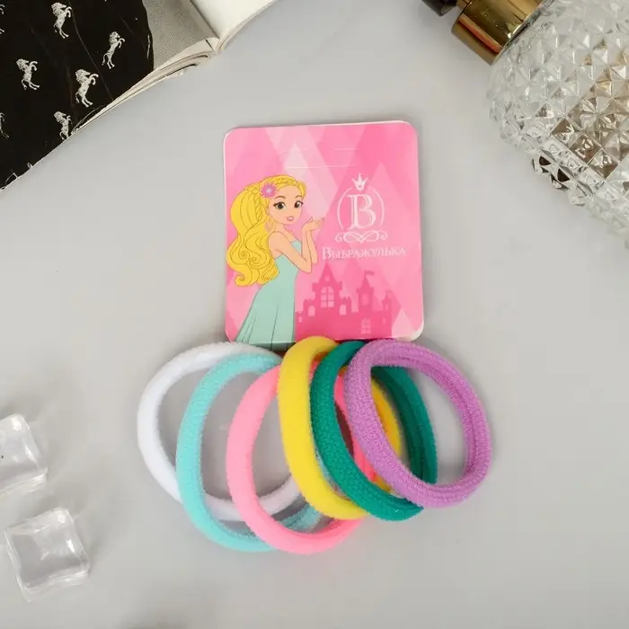 Резинка для волос Резинка для волос "Махрушка спорт" (набор 6 шт) объём яркость, 4,5 см, микс