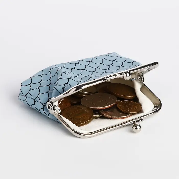 Кошелёк монетница детская на фермуаре, цвет голубой