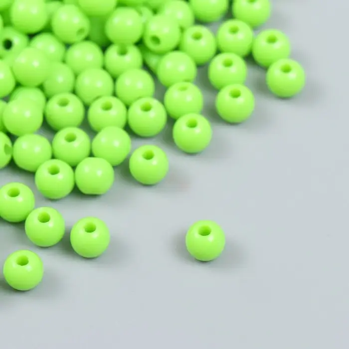 Бусины пластик "Лайм" глянец набор 25 гр d=0,6 см