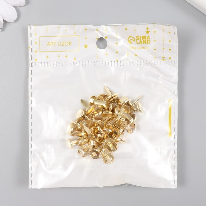 Брадсы для творчества металл  Брадсы для творчества металл "Золотые" набор 40 шт 1 см 15,5х8,8х2 см