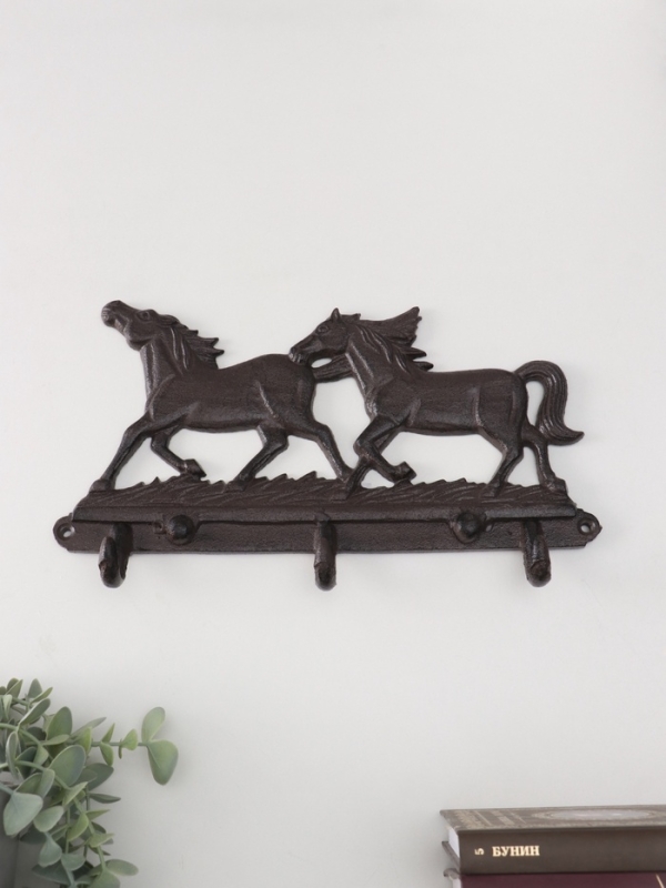 Крючки декоративные чугун Крючки декоративные чугун "Двойка коней" 30х4х18 см